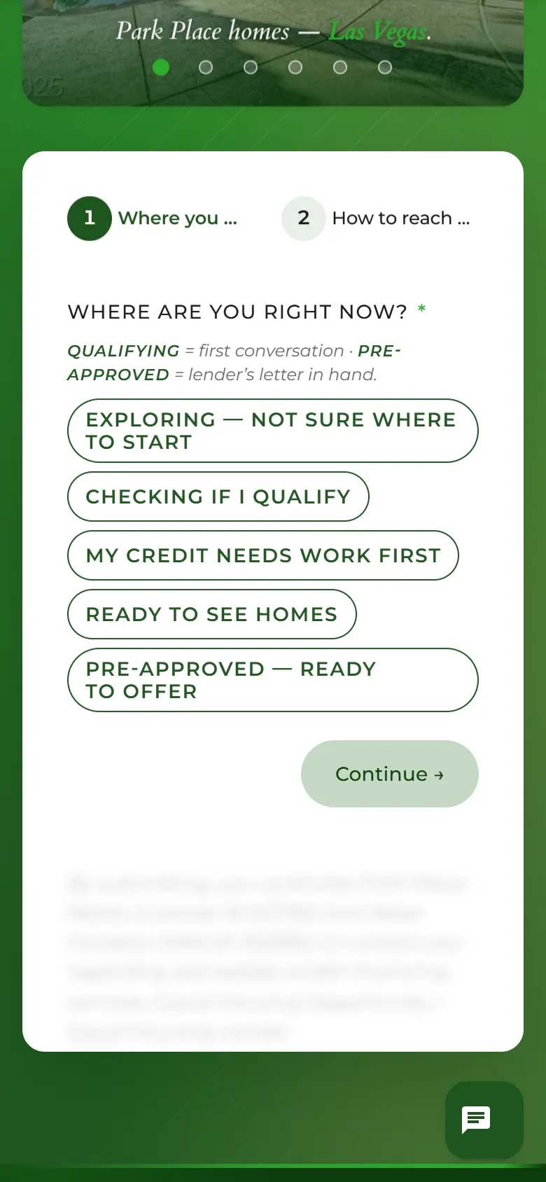 Park Place Realty: Lead form, step by step (Phone)