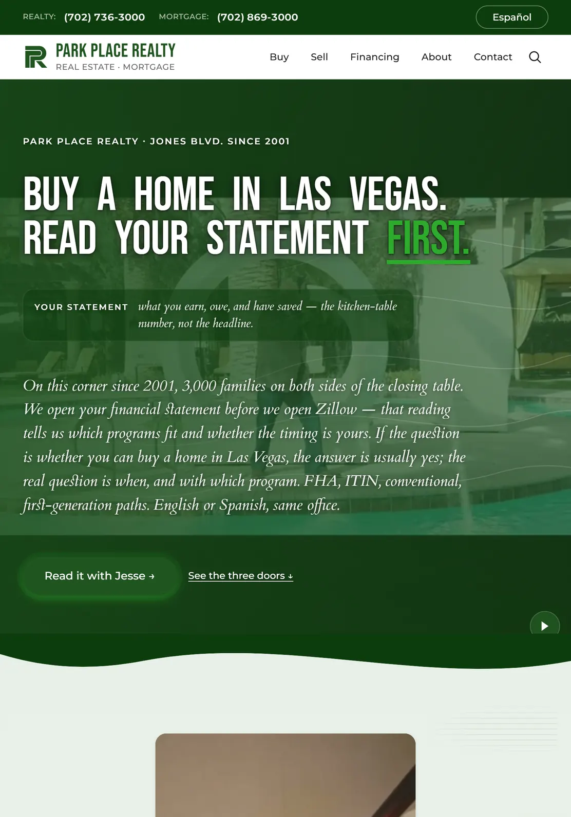 Park Place Realty: Home (Tablet)
