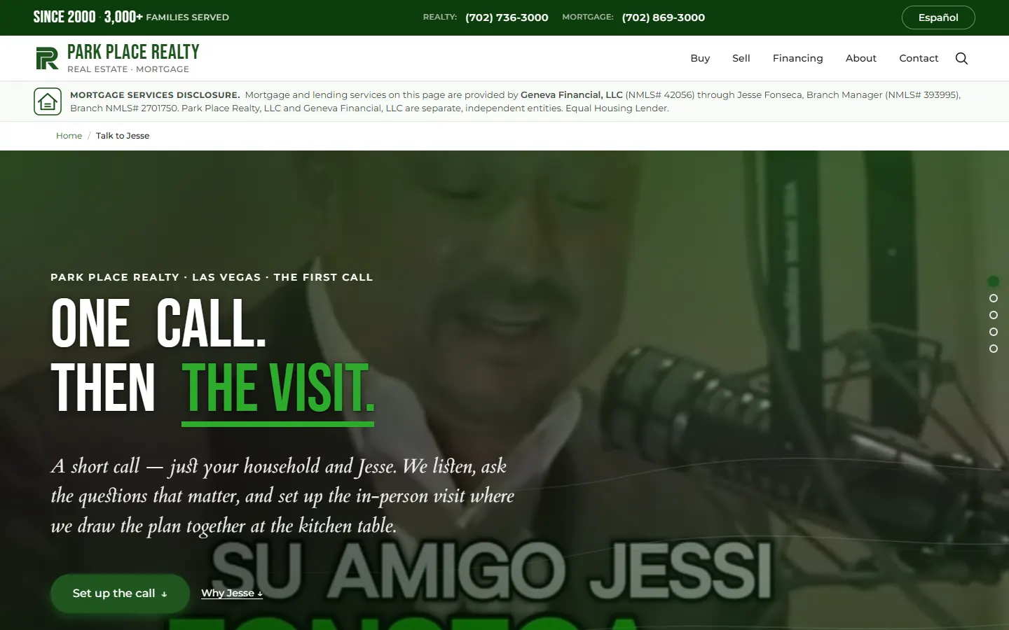 Park Place Realty: Talk to Jesse (Desktop)